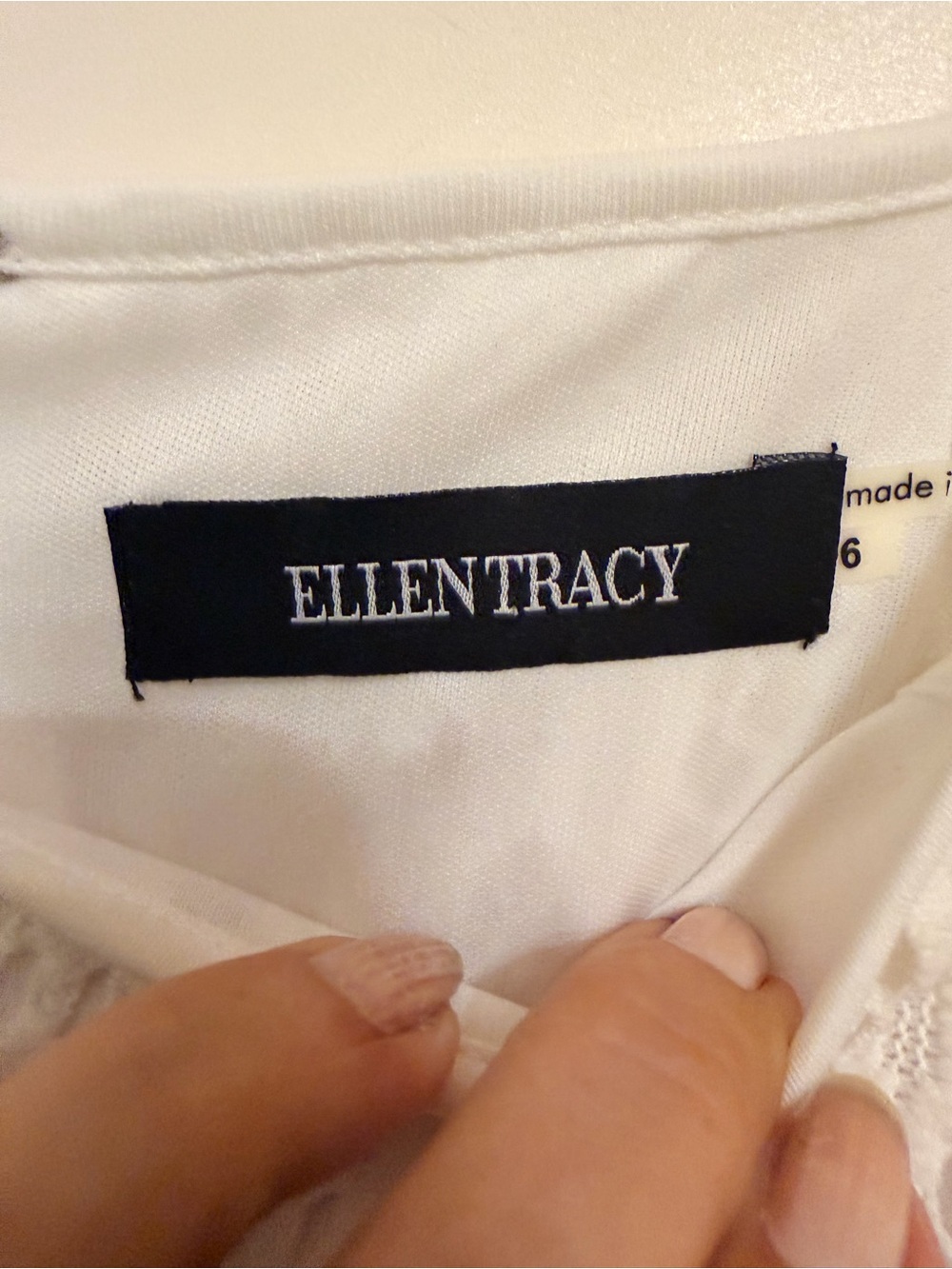 Ellen Tracy White Sleeveless Lace Sheath Dress, Lined, Back Zip, Sz 6 - Picture 7 of 13